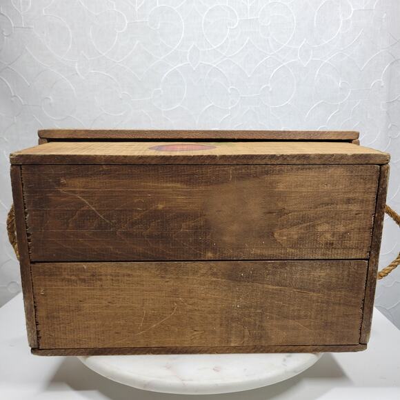 VTG Wood Apple Box 16" Hand Painted Rope Handle Signed 1997 County Fair 4H - Picture 10 of 16